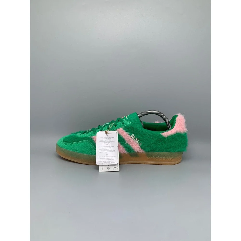 Adidas Gazelle Indoor W Green Pink Faux Fur Shoes JP8342 Women's Sz 10